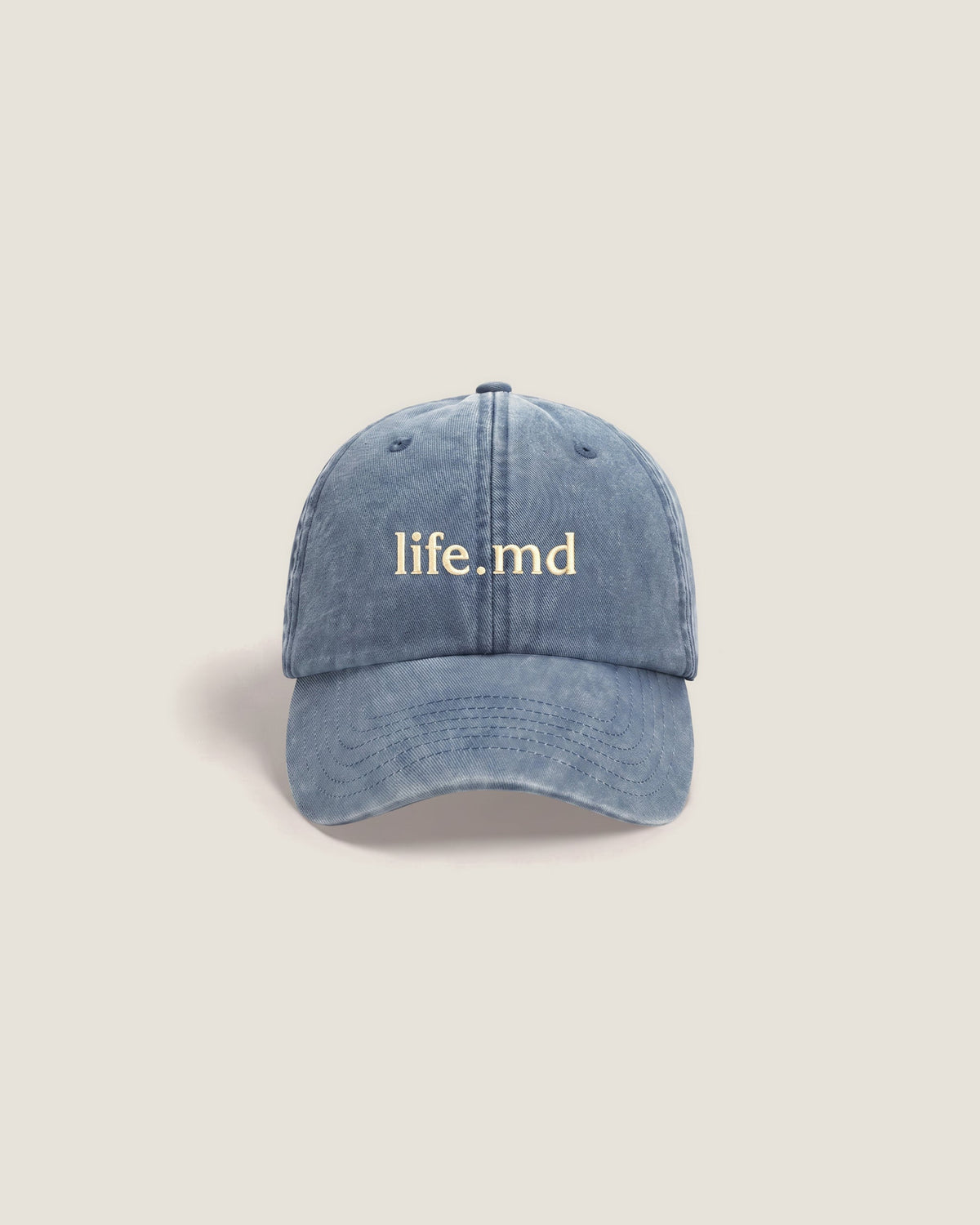 life.md Cap in Vintagelightdenim, Vorderansicht
