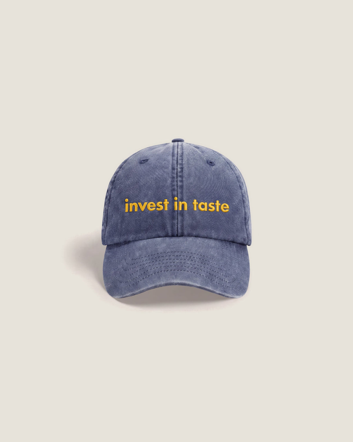invest in taste Cap in Vintagedenim, Vorderansicht
